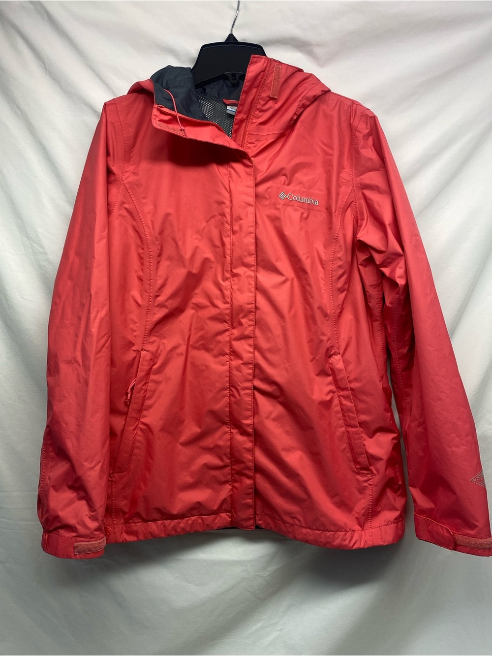 COLUMBIA Hooded Waterproof RAIN Jacket Packable Lightweight Pink Coral Women’s S